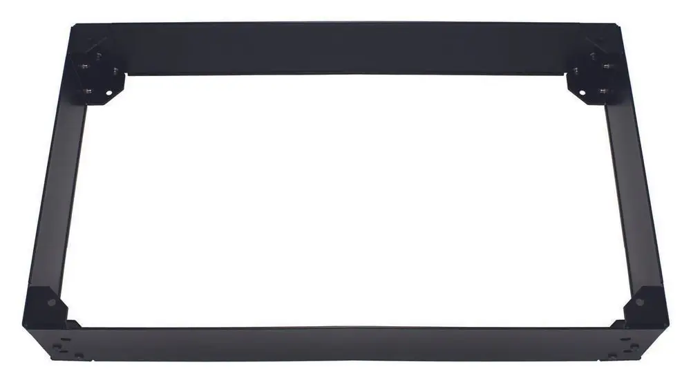 Schwarze Sockelerhöhung aus Metall, passend für die Installation von Vaillant-Geräten, mit vier Befestigungspunkten an den Ecken zur stabilen Montage.